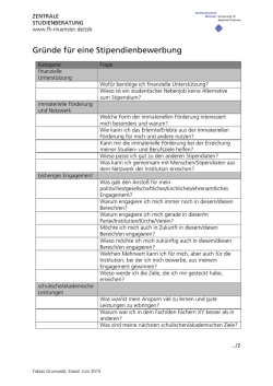 Gr&uuml;nde f&uuml;r eine Stipendienbewerbung