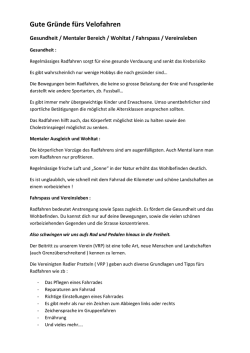 Gute Gründe fürs Velofahren - Vereinigte Radler Pratteln