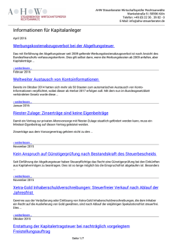 Informationen f&uuml;r Kapitalanleger