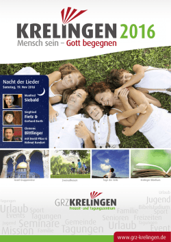 Jahresprogramm 2016 - Geistliches R&uuml;stzentrum Krelingen