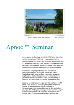 Bericht vom Apnoe**Seminar Juni 2015