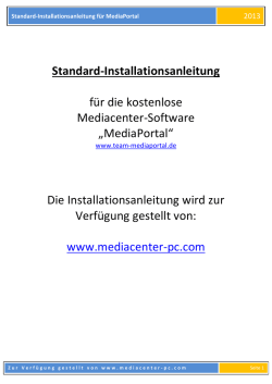 Installationsanleitung f&uuml;r MediaPortal - Mediacenter