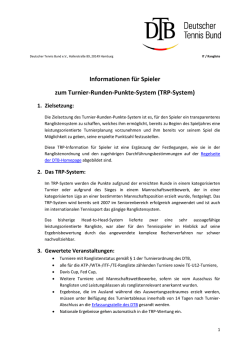 Informationen f&uuml;r Spieler zum Turnier-Runden-Punkte