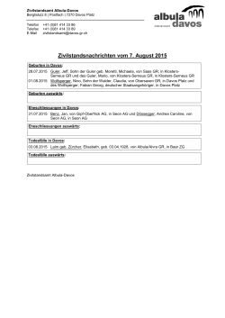 Zivilstandsnachrichten vom 7. August 2015