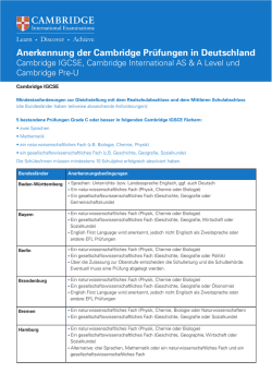 Anerkennung der Cambridge Pr&uuml;fungen in Deutschland