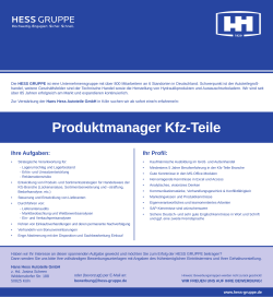 Produktmanager Kfz-Teile - Hess