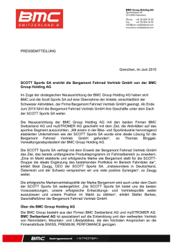 PRESSEMITTEILUNG Grenchen, im Juni 2015 SCOTT Sports SA