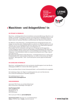 Maschinen- und Anlagenführer