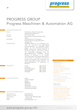 PROGRESS GROUP Progress Maschinen & Automation AG