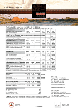2016 rates | preise - Kalahari Red Dunes Lodge