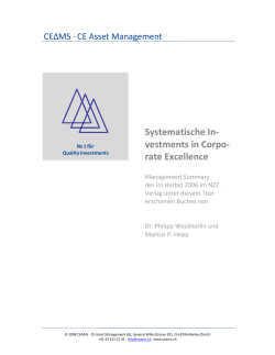 Systematische In- vestments in Corpo- rate Excellence