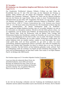 25. November Hl. Katharina von Alexandrien Jungfrau und Märtyrin