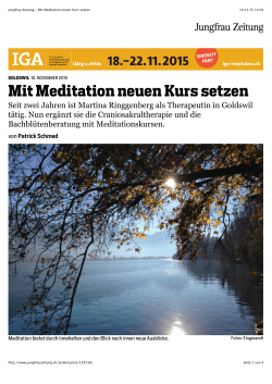 Jungfrau Zeitung - Mit Meditation neuen Kurs setzen - Cranio