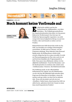 Jungfrau Zeitung - Kommentar vom Dienstag, 28. April 2015