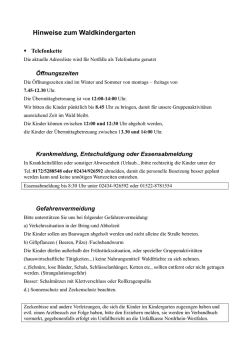 Hinweise zum Waldkindergarten