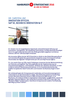 dr. carsten linz innovation officer, sap se, business innovation & it