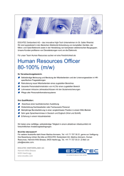 Human Resources Officer 80-100% (m/w)