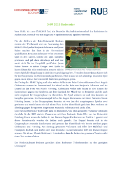 Nachbericht zur DHM Badminton 2015 in Aachen