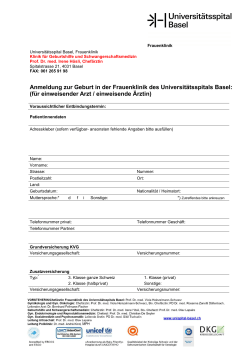 Formular Anmeldung Geburt - Universitätsspital Basel