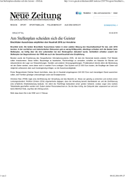 GNZ Am Stellenplan scheiden sich die Geister 03.02.2016