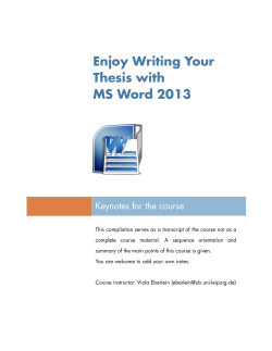 Enjoy writing your thesis with MS Word