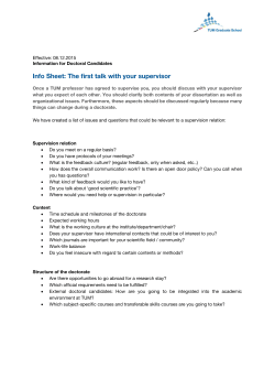Info Sheet: The first talk with your supervisor