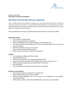 Info Sheet: The first talk with your supervisor