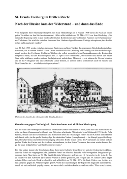 St. Ursula Freiburg im Dritten Reich: Nach der Illusion kam der