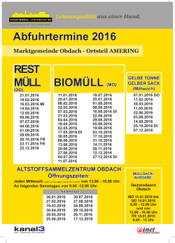 Abfuhrtermine 2016 REST MÜLL BIOMÜLL (MO)