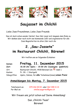 Einladung 2. Saujasset Rest. Chilchli 11.12.2015