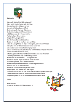 Mathematik ist böse, hinterhältig und gemein! Mathe geht in Frankas
