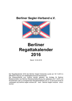 Berliner Regattakalender 2016 - Berliner Segler