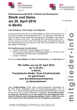 Berlin am 20. April 2016 - dbb beamtenbund und tarifunion