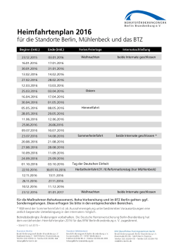 Heimfahrtenplan 2012 - BFW Berlin