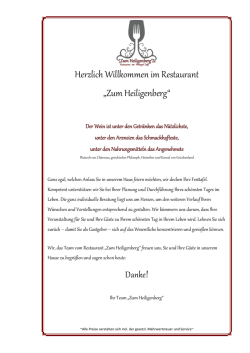 Herzlich Willkommen im Restaurant &bdquo;Zum Heiligenberg&ldquo;