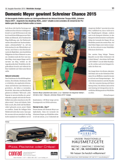 Domenic Meyer gewinnt Schreiner Chance 2015