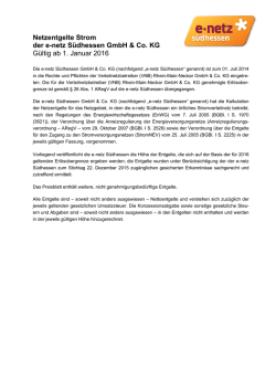 Netzentgelte Strom der e-netz S&uuml;dhessen GmbH & Co. KG G&uuml;ltig ab