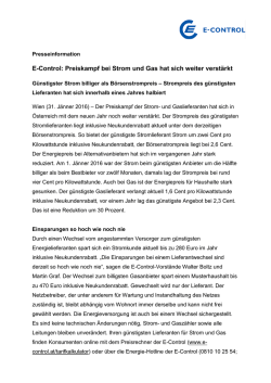 E-Control: Preiskampf bei Strom und Gas hat sich weiter verst&auml;rkt
