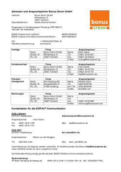 Adressen und Ansprechpartner Bonus Strom GmbH Kontaktdaten