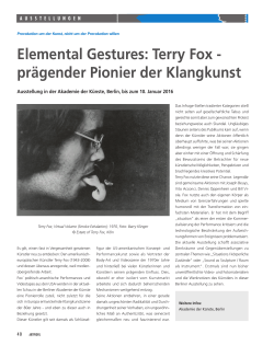 Elemental Gestures: Terry Fox - prägender Pionier der