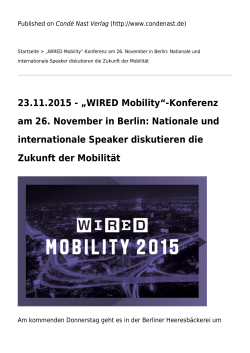 „WIRED Mobility“-Konferenz am 26. November