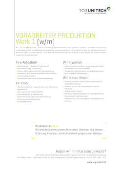 VORARBEITER PRODUKTION Werk 1 (w/m)