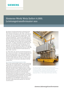 News Siemens-Werk Weiz liefert 4.000. Leistungstransformator aus