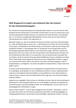 GEW Wuppertal ist empört und enttäuscht über den Entwurf für den