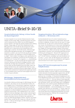 UNITA-Brief 9-10/15 - Bund Deutscher Baumeister, Architekten und