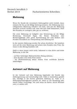 Mahnung Antwort auf Mahnung