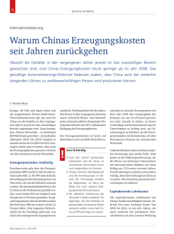 KMU – Warum Chinas Erzeugungskosten seit Jahren zurückgehen