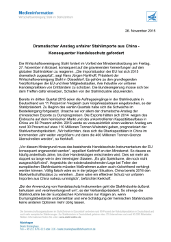 Dramatischer Anstieg unfairer Stahlimporte aus China