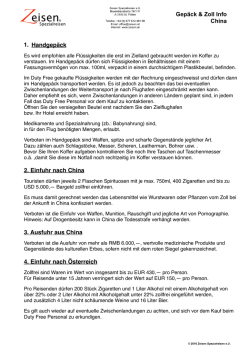 zoll und einreise infos für china