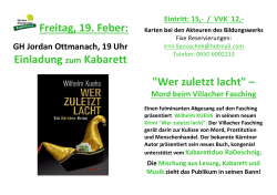 Freitag, 19. Feber: Einladung zum Kabarett "Wer zuletzt lacht" –
